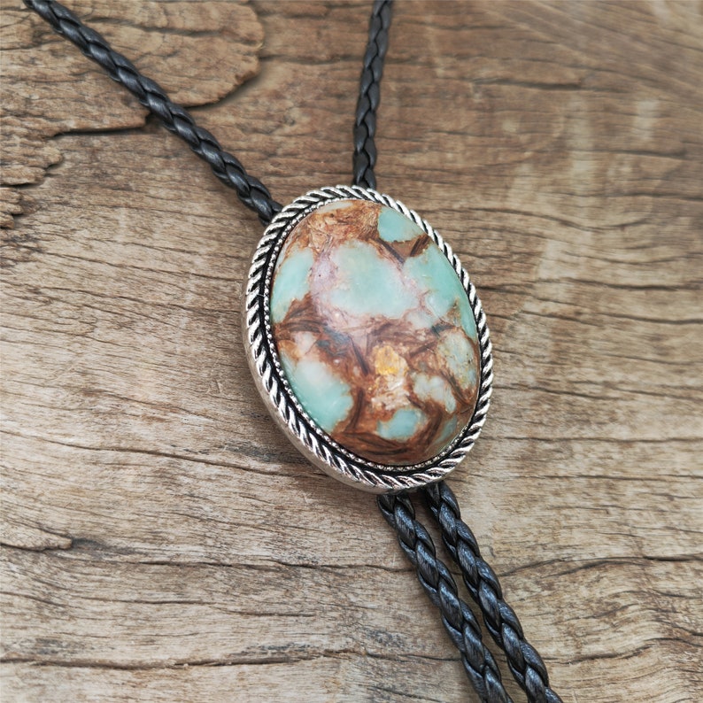 Green Jasper Bolo Tie: Silver