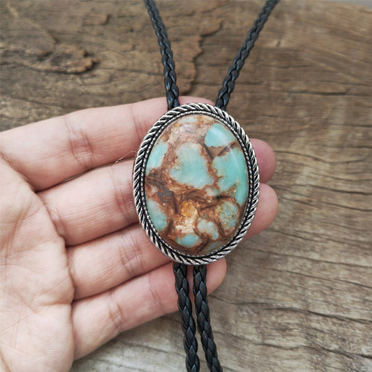 Green Jasper Bolo Tie: Silver
