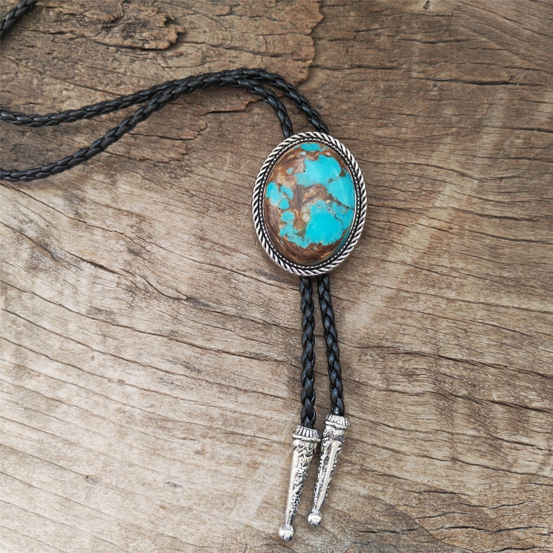 Blue Jasper Bolo Tie: Silver