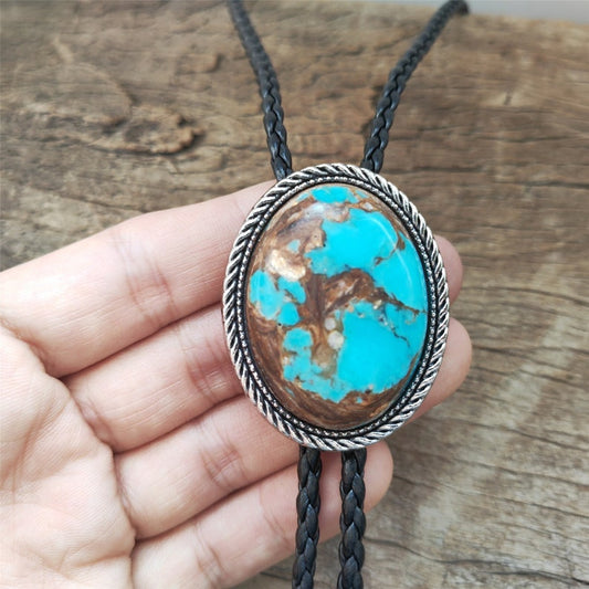 Blue Jasper Bolo Tie: Silver