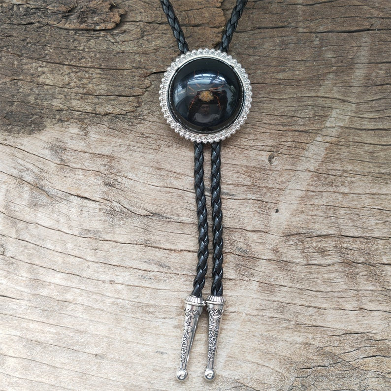 Spider Bolo Tie: Luminous Western Cowboy Necktie, Faux Leather