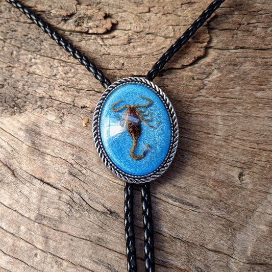 Blue Real Scorpion Bola Bolo Tie