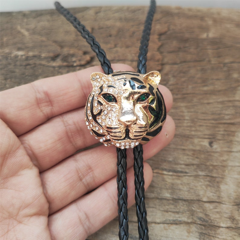 Golden Tiger Head Bolo Tie