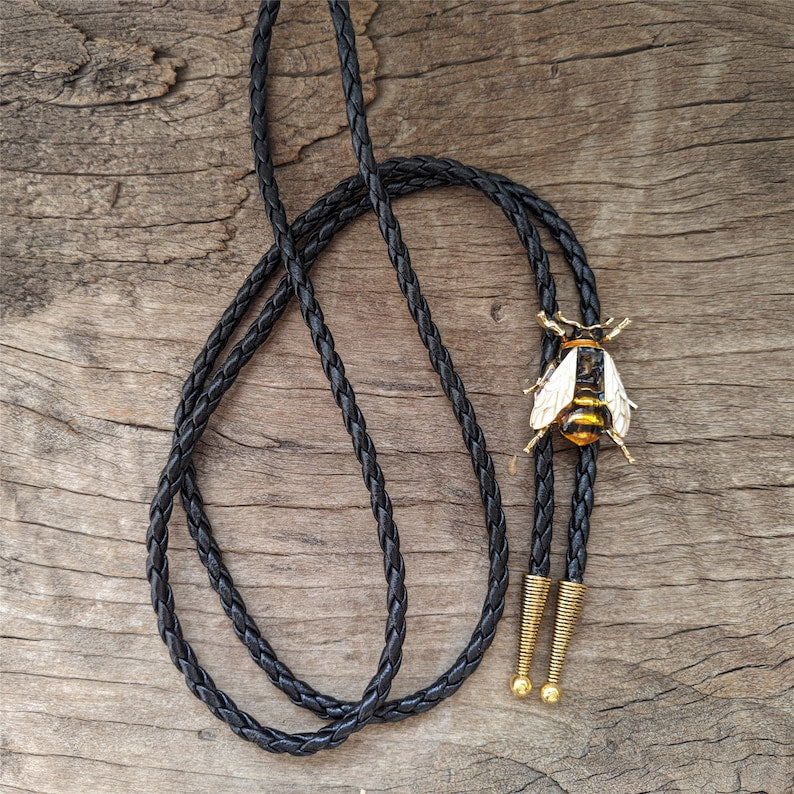 3D Bee Bolo Tie: Silver