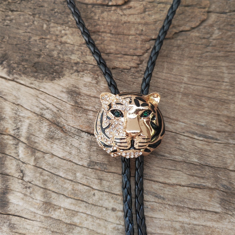 Golden Tiger Head Bolo Tie