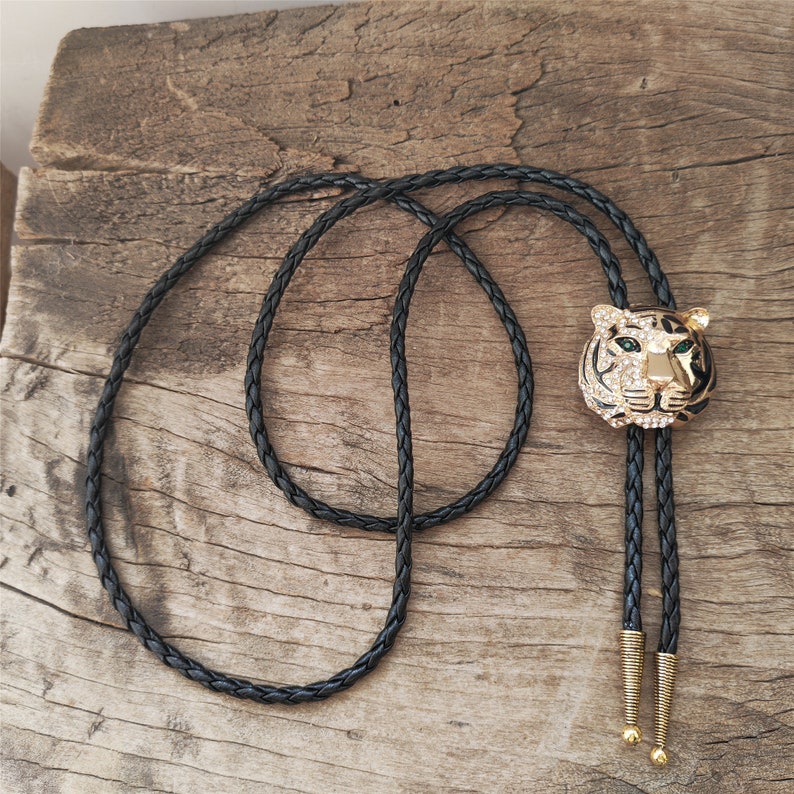 Golden Tiger Head Bolo Tie