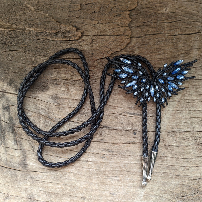 Sapphire Black Butterfly Bolo Tie