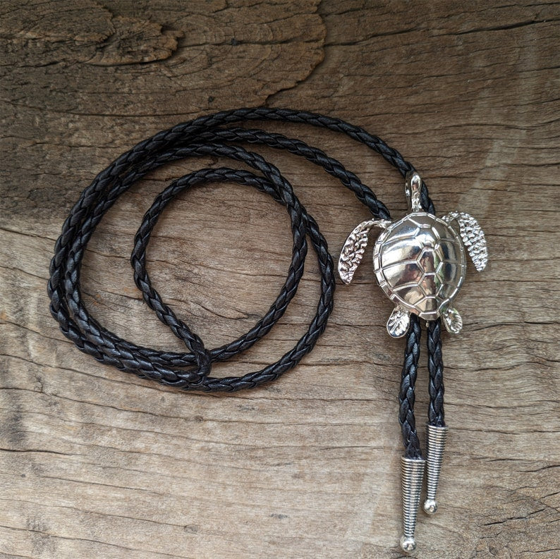 Silver Sea Turtle Bolo Tie