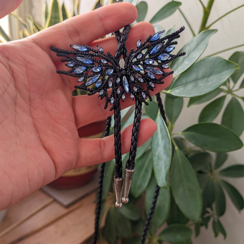 Sapphire Black Butterfly Bolo Tie