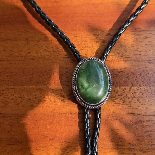Natural Stripe Jade Bola Bolo Tie