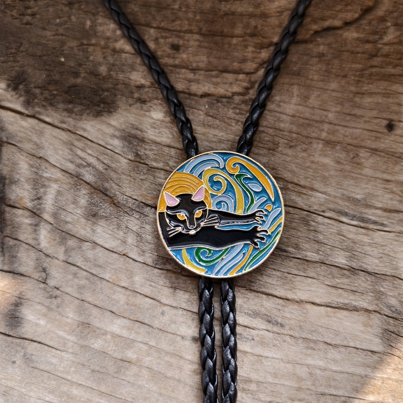 Black Cat Bola Tie Bolo Tie