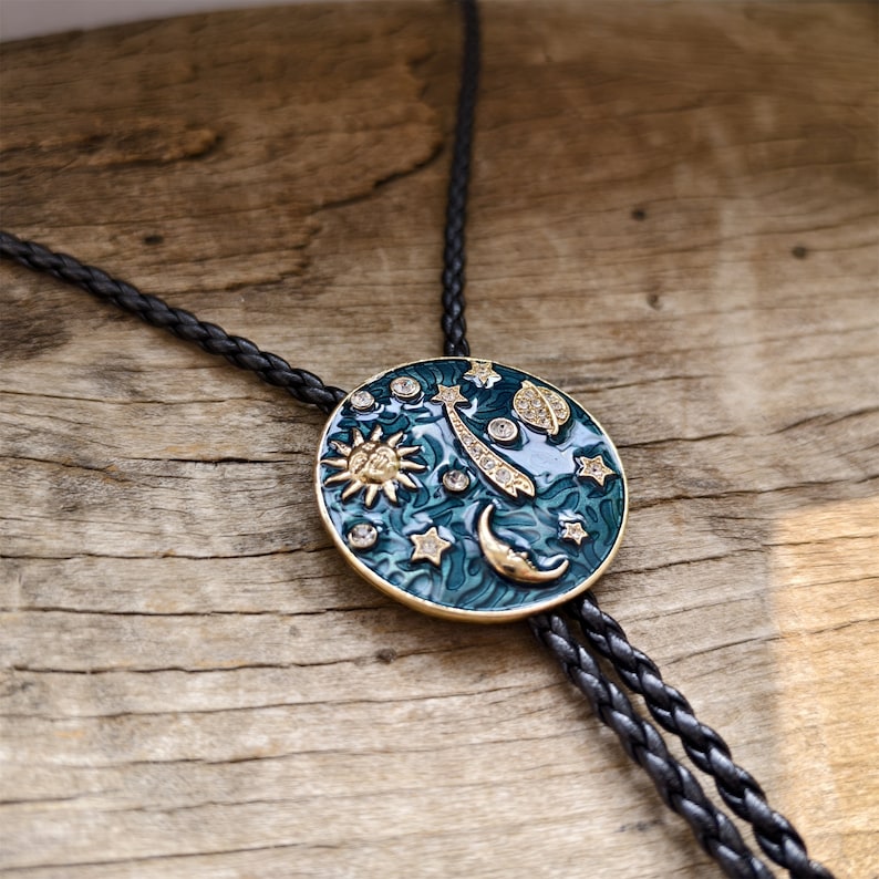 Universe Sun Moon Planet Meteoro Bola Tie Bolo Tie