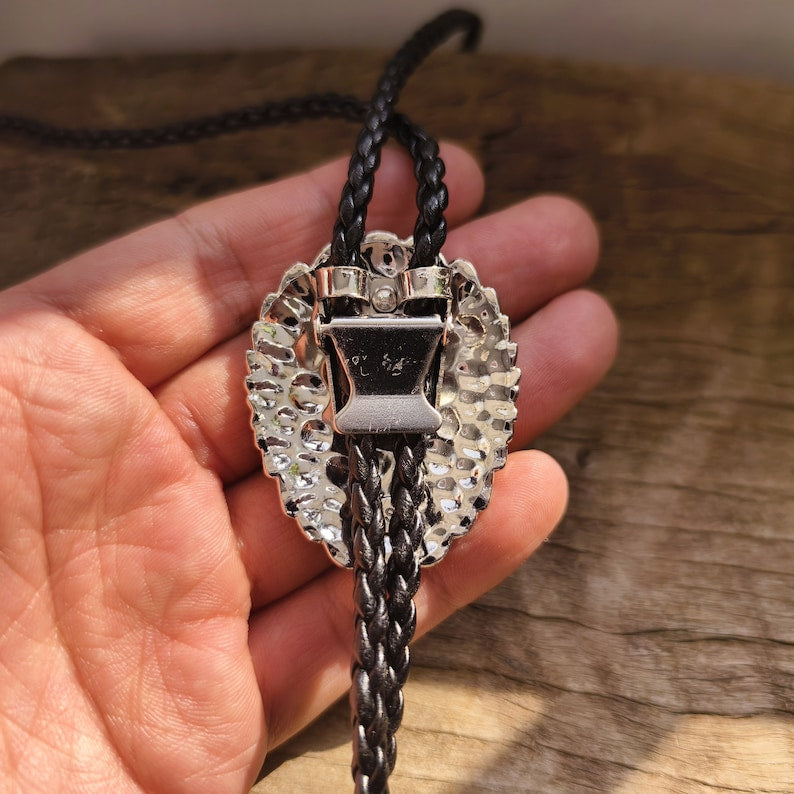 3 Tigers Eye Stone & Ruby Flower Bolo Tie