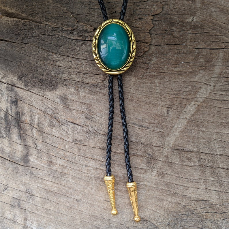 Burma Jade Sun Bolo Tie: Western Cowboy Necklace, PU Leather