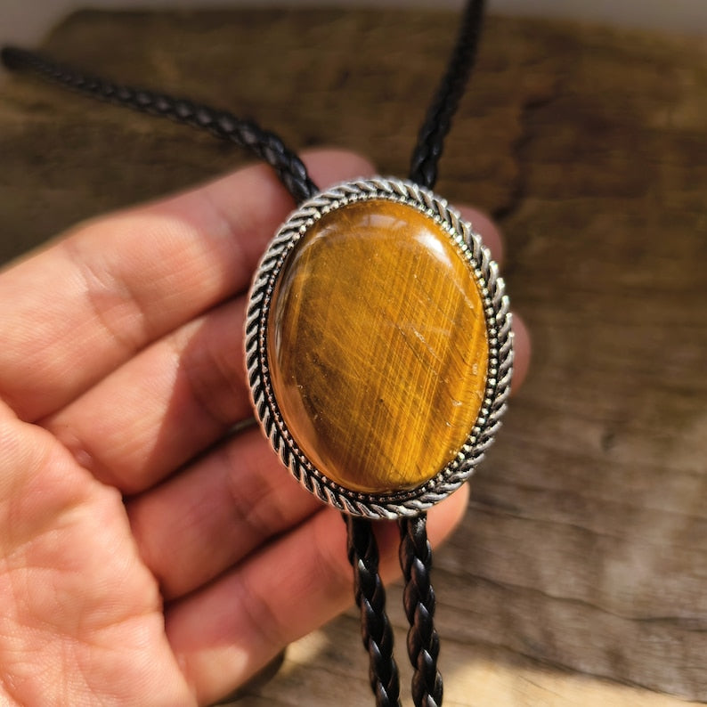 Big Tiger-eye Stone Bolo Tie
