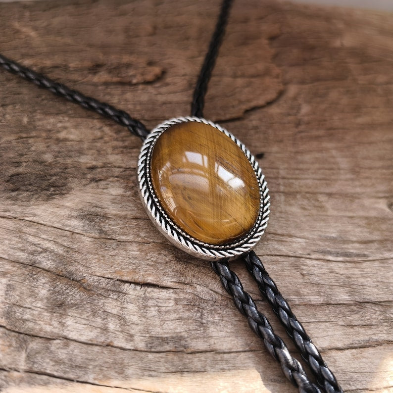 Big Tiger-eye Stone Bolo Tie