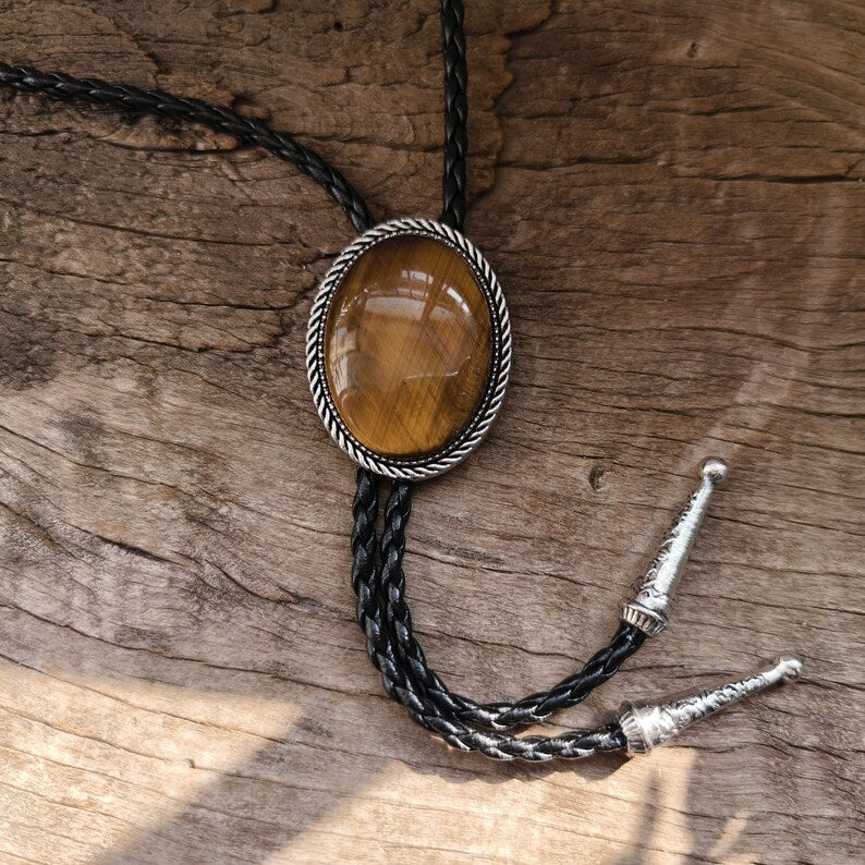 Big Tiger-eye Stone Bolo Tie