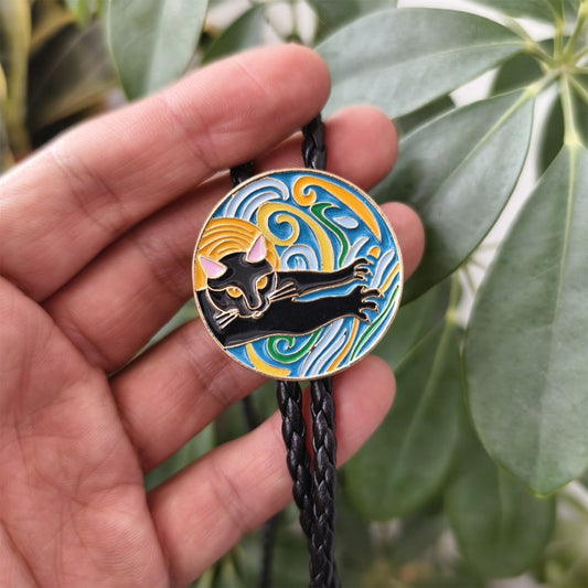 Black Cat Bola Tie Bolo Tie