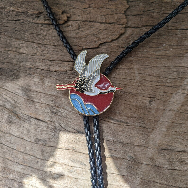 Chinese Style Red-crowned Crane Bola Bolo Tie
