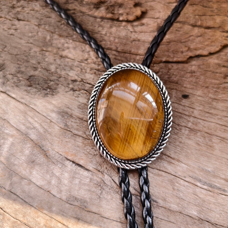 Big Tiger-eye Stone Bolo Tie