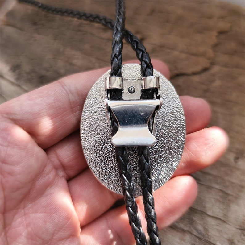 Pink Crystal Bolo Tie: Stainless Steel Western Necklace, PU Leather Cord