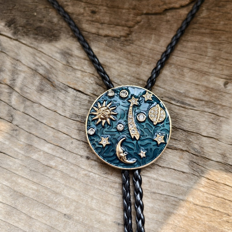 Universe Sun Moon Planet Meteoro Bola Tie Bolo Tie