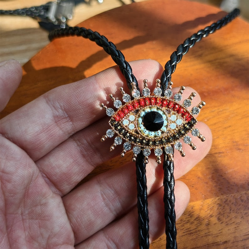 Rhinestone Demons Eye Bolo Tie