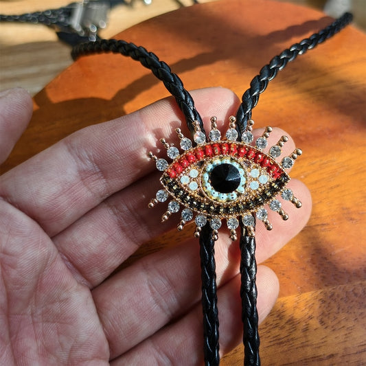 Rhinestone Demons Eye Bolo Tie
