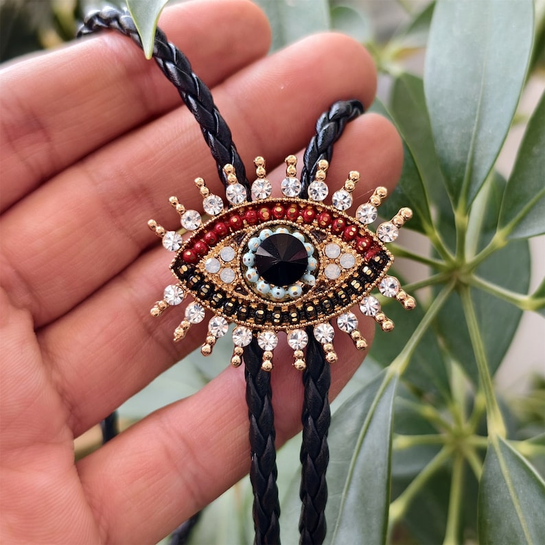 Rhinestone Demons Eye Bolo Tie