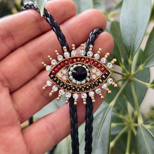 Rhinestone Demons Eye Bolo Tie