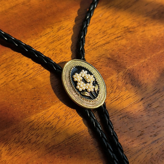 Small Pearl Flower Bolo Tie