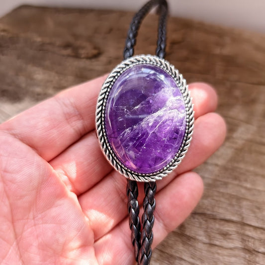 Crystal Energy Amethyst Bola Bolo Tie