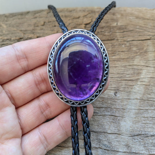 Crystal Energy Amethyst Bola Bolo Tie