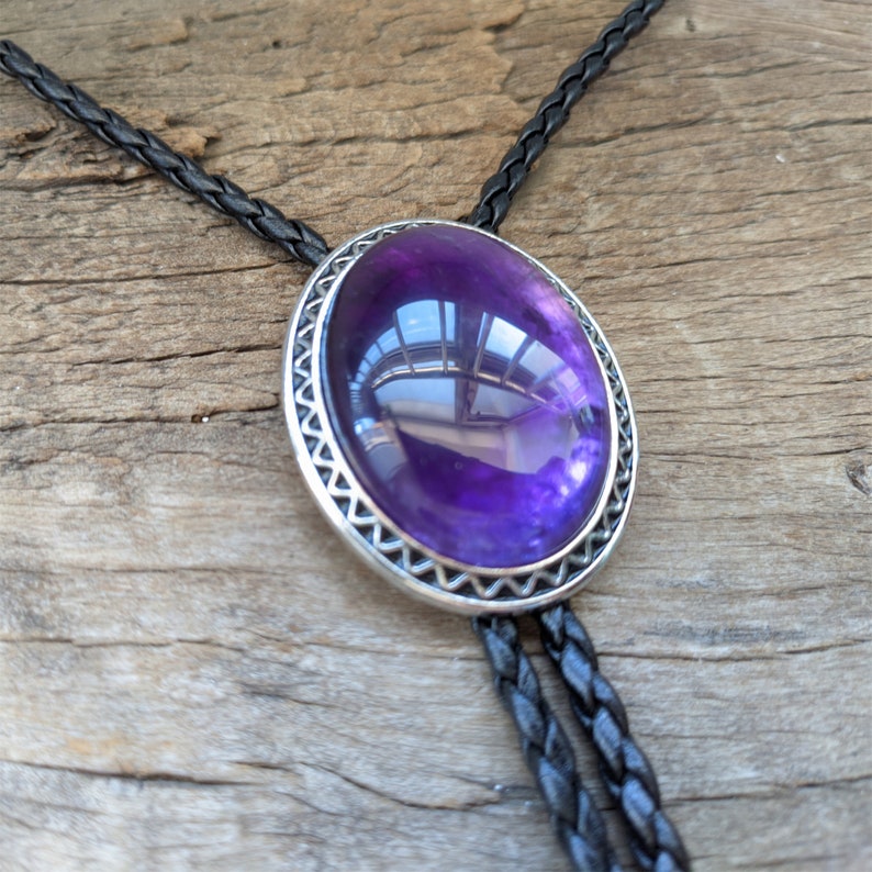 Crystal Energy Amethyst Bola Bolo Tie