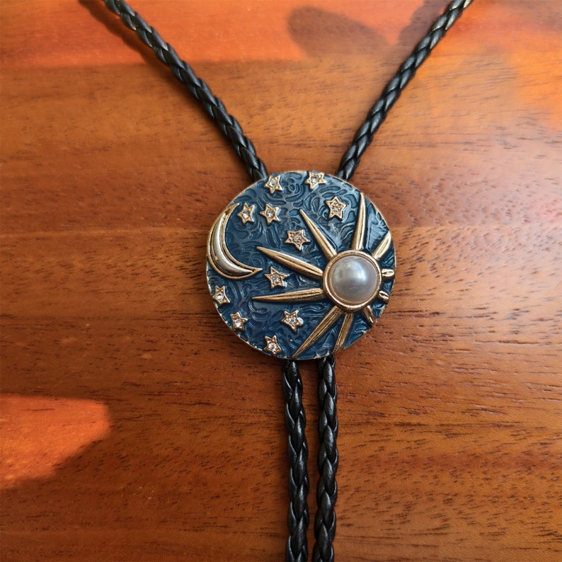 Pearl Sun Moon & Stars Bola Tie Bolo Tie