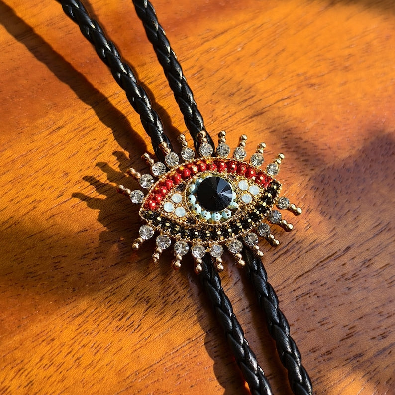 Rhinestone Demons Eye Bolo Tie
