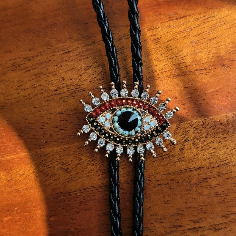 Rhinestone Demons Eye Bolo Tie