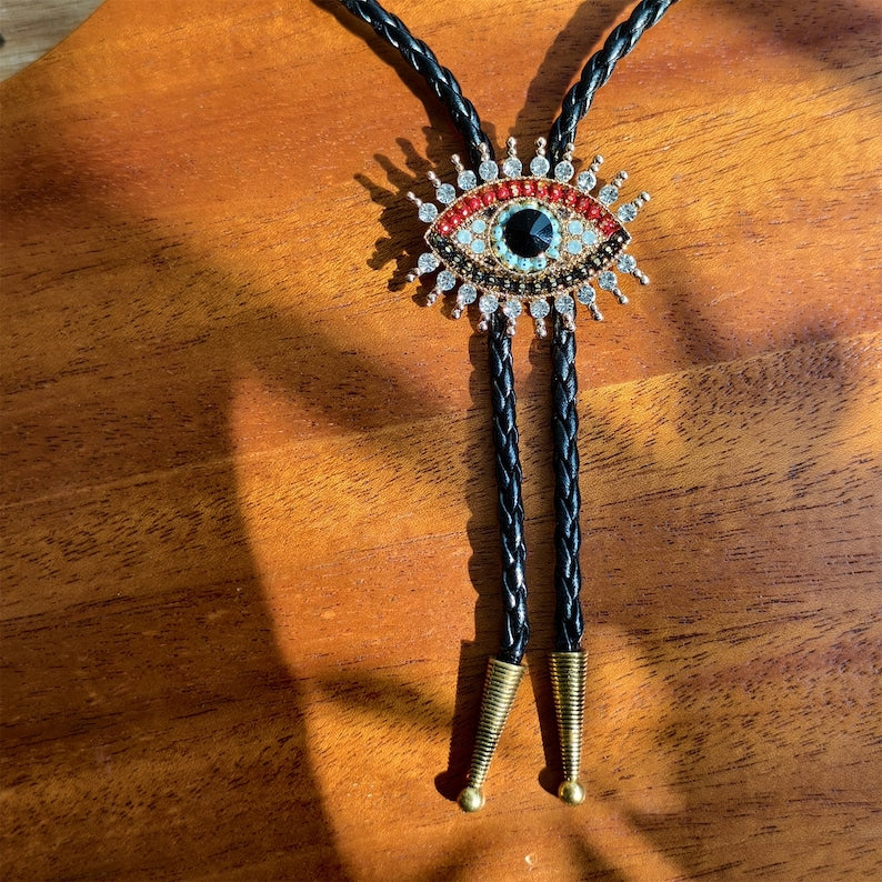 Rhinestone Demons Eye Bolo Tie