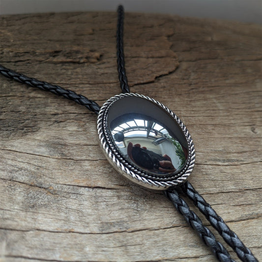 Hematite Bola Bolo Tie