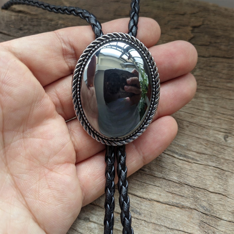 Hematite Bola Bolo Tie