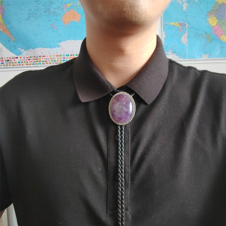Crystal Energy Amethyst Bola Bolo Tie
