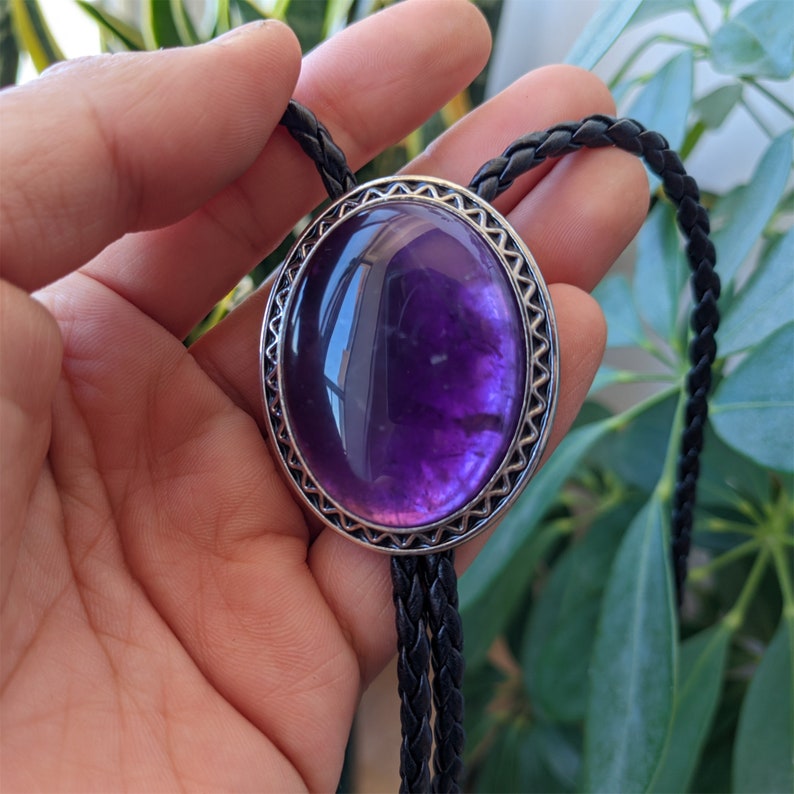 Crystal Energy Amethyst Bola Bolo Tie