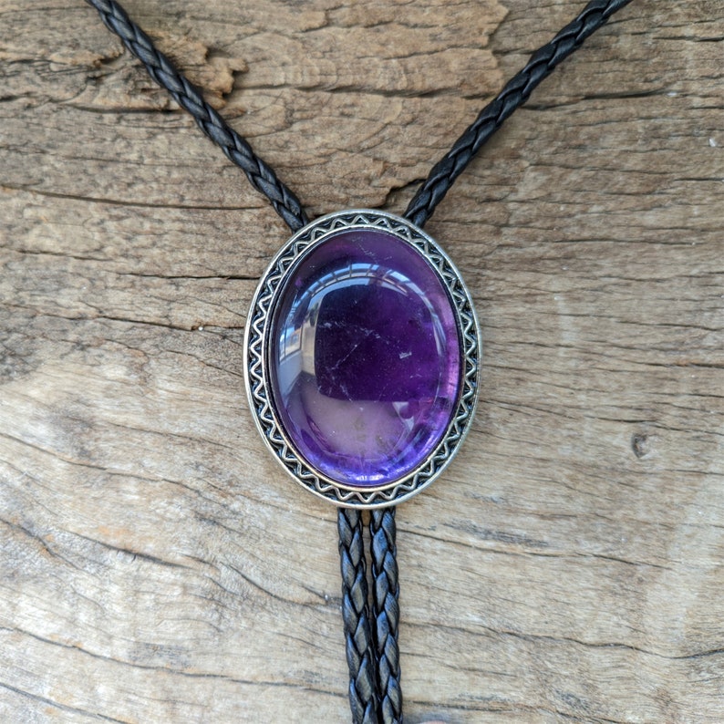 Crystal Energy Amethyst Bola Bolo Tie