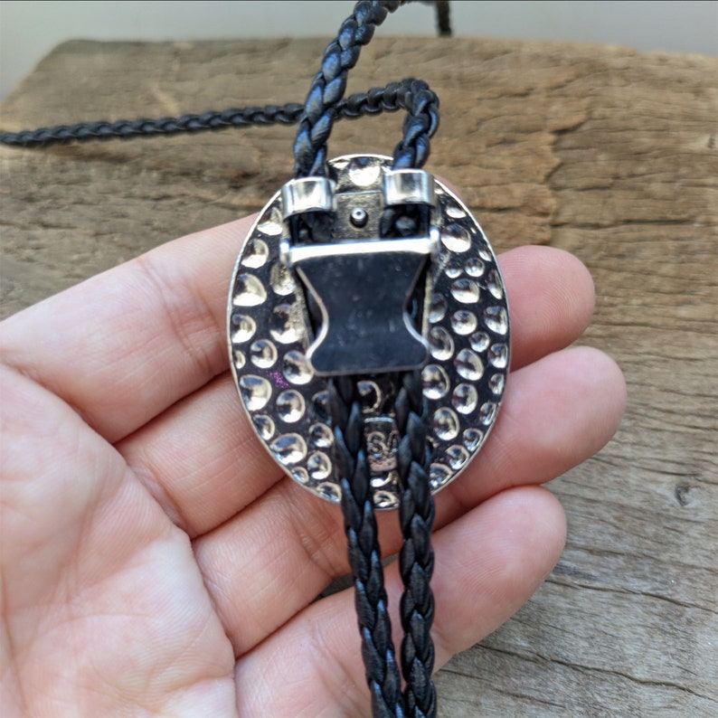 Grey Crazy Agate Bolo Tie: Western Cowboy Necklace
