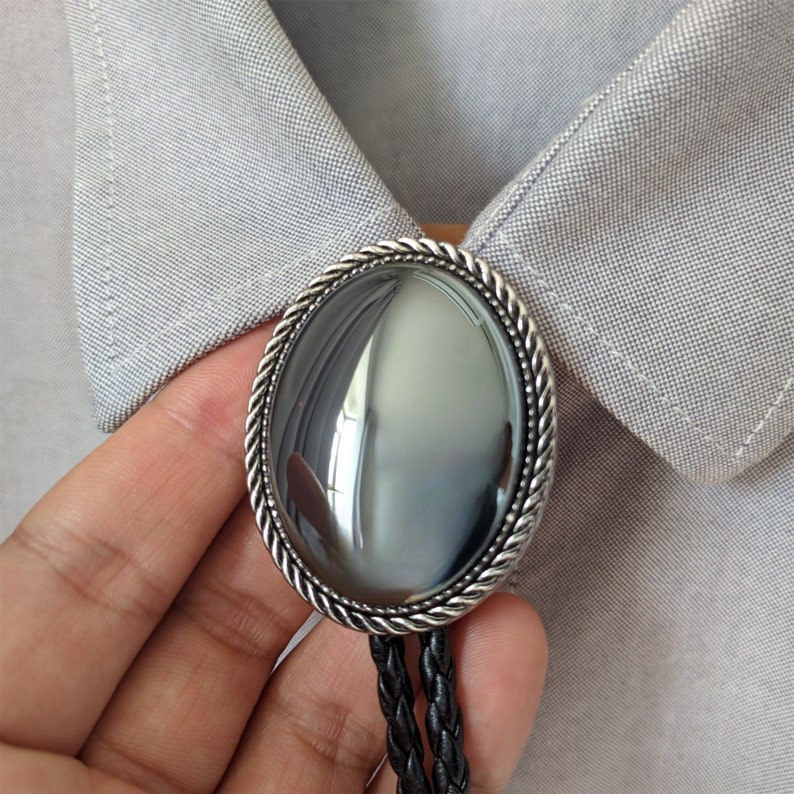 Hematite Bola Bolo Tie