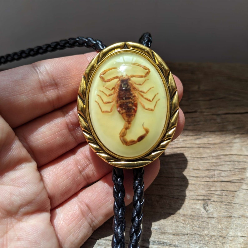 Luminous Scorpion Bolo Tie: Silver