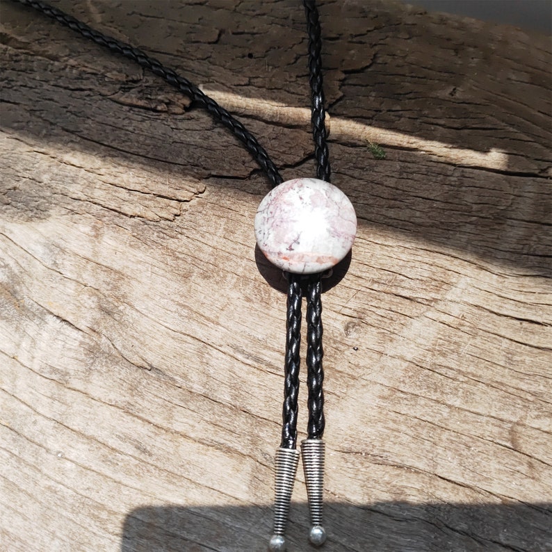 Granite Stone Bolo Tie: Silver-Plated Western Cowboy Necktie