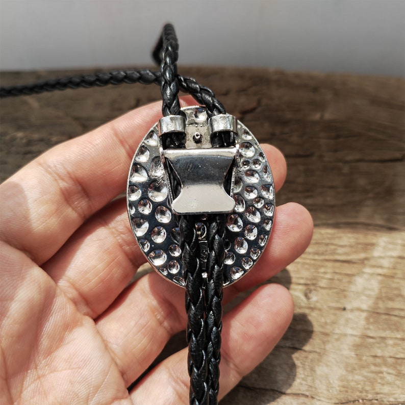 Blue Jasper Bolo Tie: Western Cowboy Silver-Plated Necklace