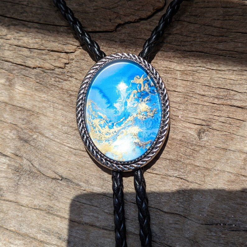 Blue Wave Bolo Tie