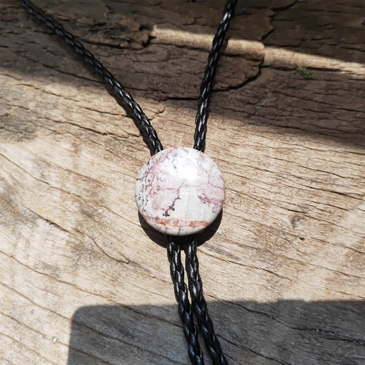Granite Stone Bolo Tie: Silver-Plated Western Cowboy Necktie